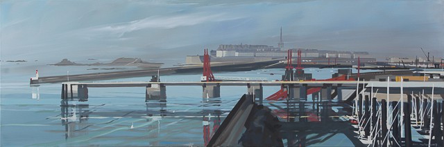 Peinture du port de Saint Malo par Michelle AUBOIRON