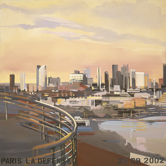 Peinture de Paris la Défense par Michelle Auboiron