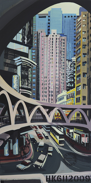 Peinture de Causeway Bay - Hong Kong par Michelle Auboiron