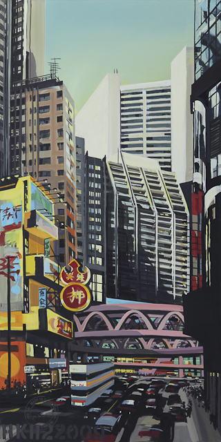 La passerelle rose Ã  Causeway Bay - Hong Kong - Une oeuvre de Michelle Auboiron