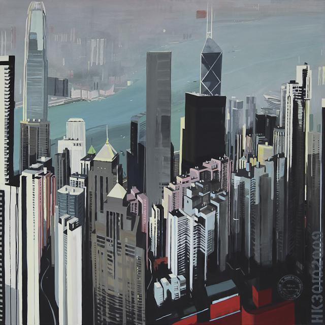 Peinture de Hong Kong par Michelle AUBOIRON - The peak