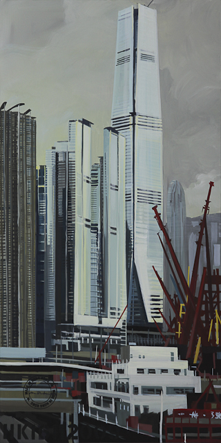 Peinture de l'International Commercial Center - Hong Kong - par Michelle Auboiron