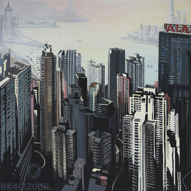 Tableau de Victoria Harbour - Hong Kong - par Michelle Auboiron