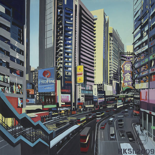 Peinture - acrylique sur toile - de Causeway Bay - Hong Kong - par Michelle Auboiron