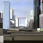 Peinture de Paris la Défense par Michelle Auboiron