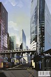 Acrylique sur toile de Paris la Défense par Michelle Auboiron