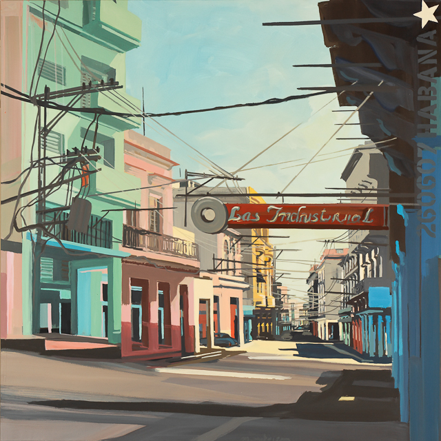 Los Industrial - Acrylique sur toile de la Havane par Michelle Auboiron