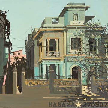 Peinture d'architecture cubaine par Michelle Auboiron - La maison verte