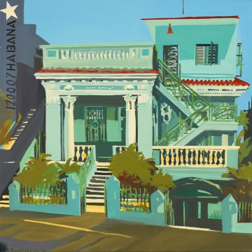 Peinture des maisons de la Havane par Michelle Auboiron