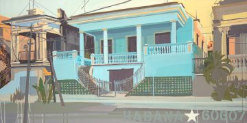 Peinture des villas cubaines de la Habana par Michelle Auboiron
