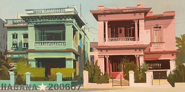Villas jumelles Ã  La Havane - Tableau de Michelle Auboiron