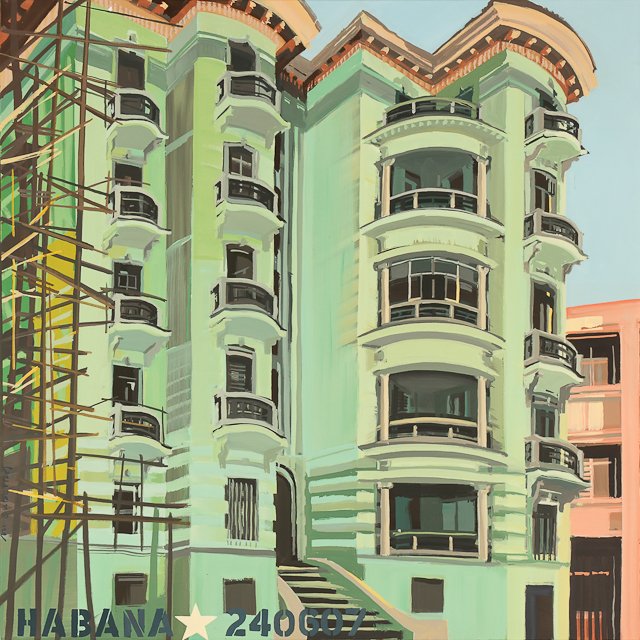 Architecture de la Havane - Acrylique sur toile de Michelle Auboiron