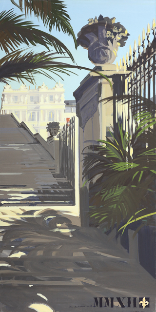 L'escalier des 100 marches depuis le parterre de l'Orangerie - Peinture du Parc du Château de Versailles par Michelle AUBOIRON