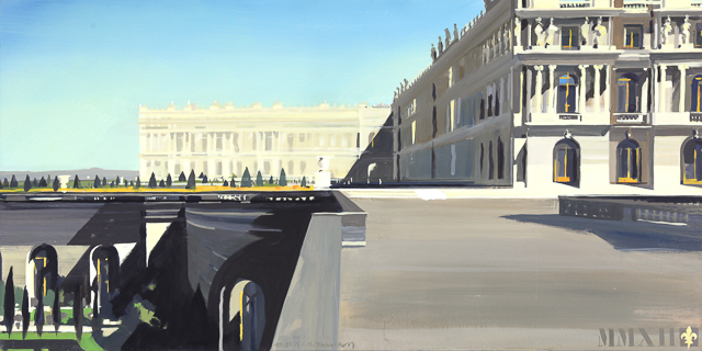 L'aile Nord du Château de Versailles depuis le Parterre du Midi - Peinture du Parc du Château de Versailles par Michelle AUBOIRON
