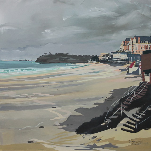 Peinture du Grand HÃ´tel et de la Grande plage de Saint Lunaire par Michelle AUBOIRON