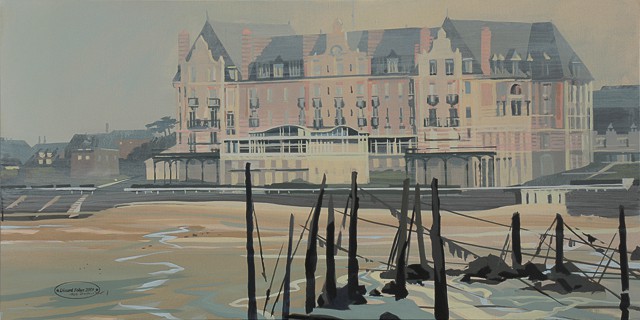 Peinture du Grand HÃ´tel - Plage de Saint Lunaire - CÃ´te d'émeraude - Bretagne - par Michelle AUBOIRON