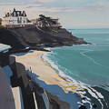 Peinture de Dinard par Michelle Auboiron - La Plage de Port Salut et la Villa Greystones