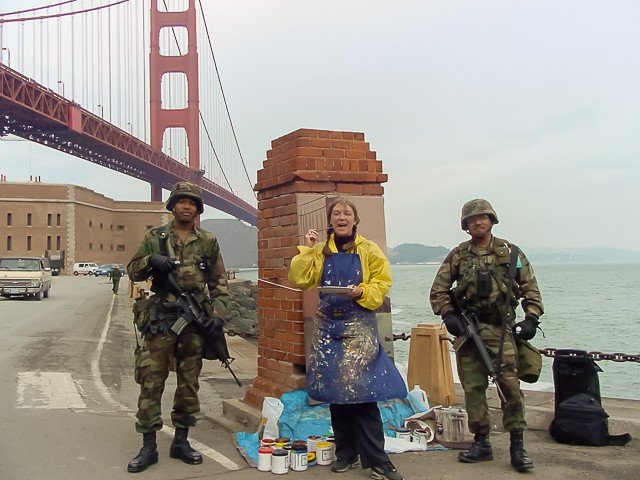 Peinture live des ponts américains de New York et San Francisco par Michelle Auboiron