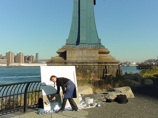 Peinture live des ponts américains de New York et San Francisco par Michelle Auboiron