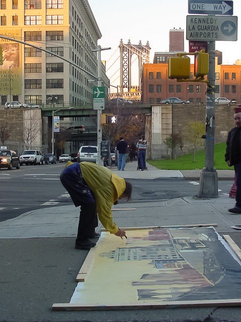 Peinture live des ponts américains de New York et San Francisco par Michelle Auboiron