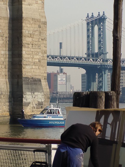Peinture live des ponts américains de New York et San Francisco par Michelle Auboiron