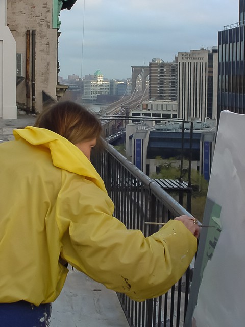 Peinture live des ponts américains de New York et San Francisco par Michelle Auboiron
