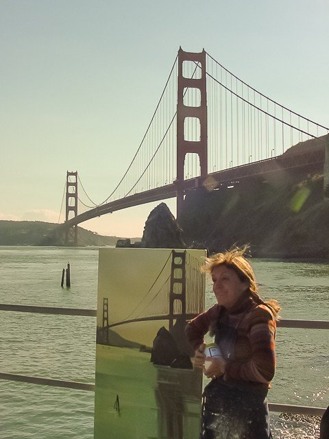 Peinture live des ponts américains de New York et San Francisco par Michelle Auboiron