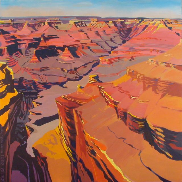 Peinture de l'Ouest américain par Michelle Auboiron - Grand Canyon - Mather Point - Arizona