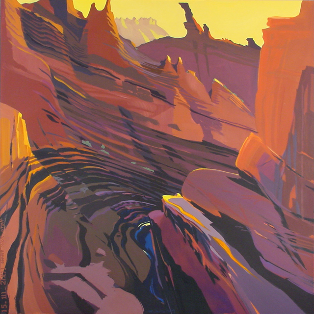 Peinture de l'Ouest américain par Michelle Auboiron - Onion Creek - Moab - Utah