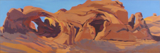 Peinture de l'Ouest américain par Michelle Auboiron - Double Arch - Arches National Park - Moab - Utah