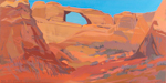 Peinture de l'Ouest américain par Michelle Auboiron - Skyline Arch - Arches National Park - Moab - Utah