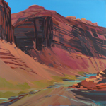 Peinture de l'Ouest américain par Michelle Auboiron - Colorado river - Moab - Utah