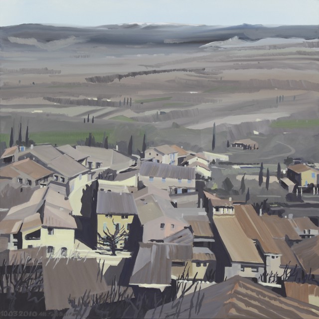 Oppède le Vieux - Les toits - Peinture du Lubéron par Michelle AUBOIRON