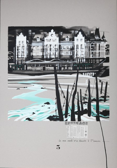 Le Grand HÃ´tel Ã  Saint Lunaire - Peinture de Dinard par Michelle Auboiron - Acrylique sur carton 100 x 70 cm