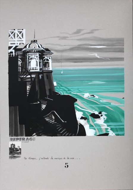 Villa au kiosque - Peinture de Dinard par Michelle Auboiron - Acrylique sur carton 100 x 70 cm