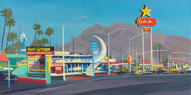 Fong's Garden - Série Motels des fifties (Las Vegas) - Peinture de Michelle AUBOIRON 