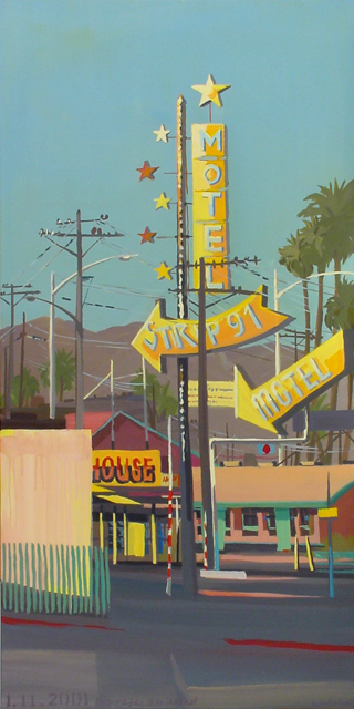 Strip 91 Motel - Série Motels des fifties (Las Vegas) - Peinture de Michelle AUBOIRON 