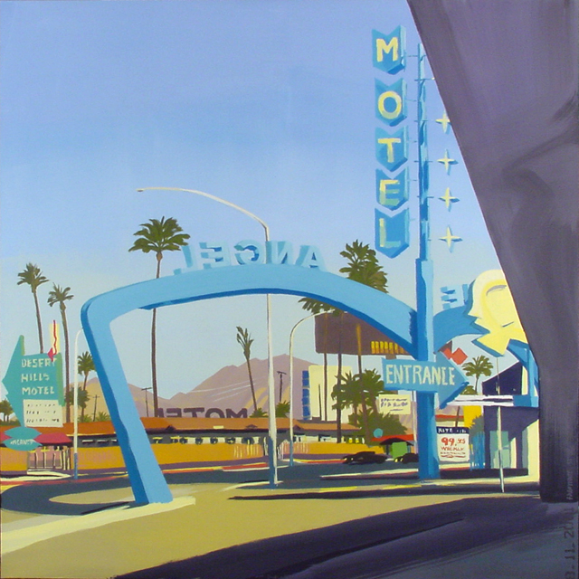 Blue Angel Motel - Série Motels des fifties (Las Vegas) - Peinture de Michelle AUBOIRON 