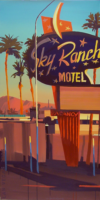 Sky Ranch Motel - Série Motels des fifties (Las Vegas) - Peinture de Michelle AUBOIRON 