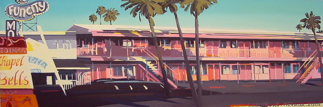 Fun City Motel - Série Motels des fifties (Las Vegas) - Peinture de Michelle AUBOIRON 