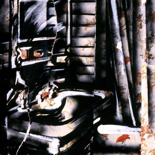 Peintures de Michelle Auboiron - Série Central HÃ´tel - Acrylique et bombe sur papier peint.