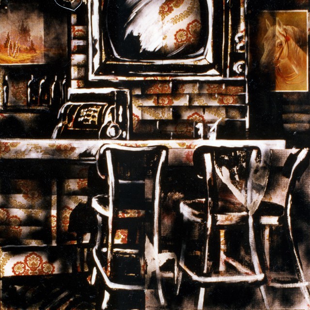 Peintures de Michelle Auboiron - Série Central HÃ´tel - Acrylique et bombe sur papier peint.