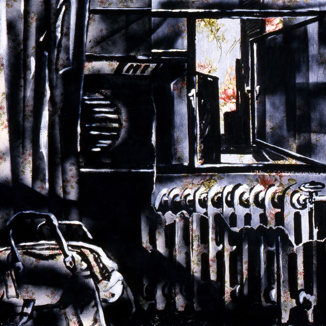 Peintures de Michelle Auboiron - Série Central HÃ´tel - Acrylique et bombe sur papier peint.