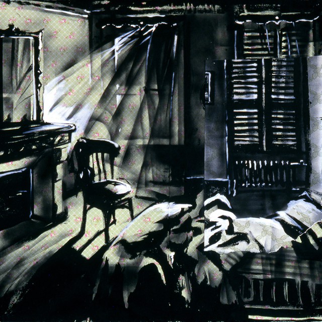 Peintures de Michelle Auboiron - Série Central HÃ´tel - Acrylique et bombe sur papier peint.