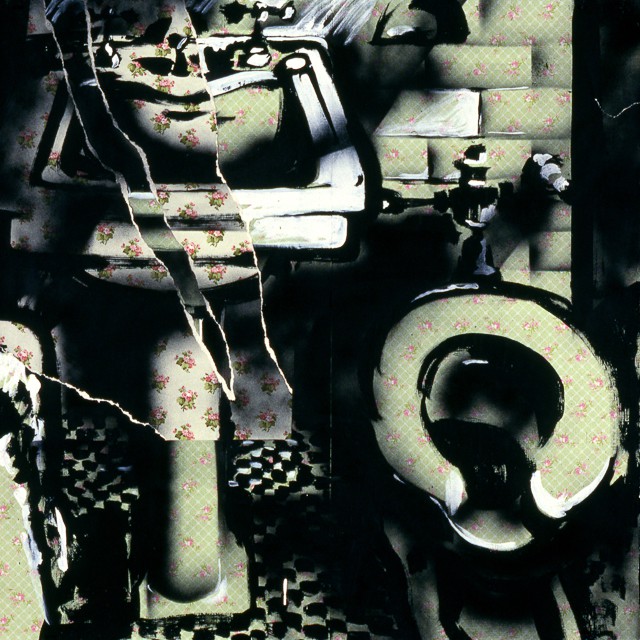 Peintures de Michelle Auboiron - Série Central HÃ´tel - Acrylique et bombe sur papier peint.