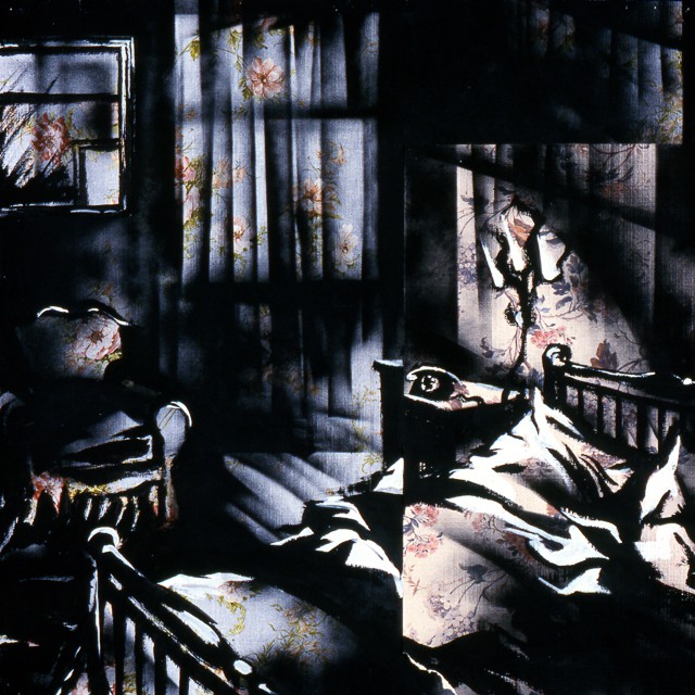 Peintures de Michelle Auboiron - Série Central HÃ´tel - Acrylique et bombe sur papier peint.