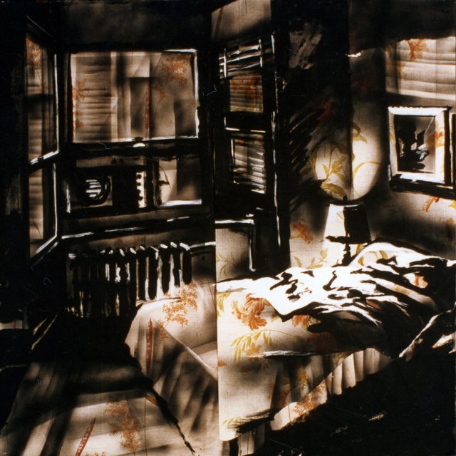 Peintures de Michelle Auboiron - Série Central Hôtel - Acrylique et bombe sur papier peint.