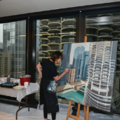 Marina-city-from-IBM-Tower-Chicago-Painting-by-Michelle-Auboiron-6 thumbnail