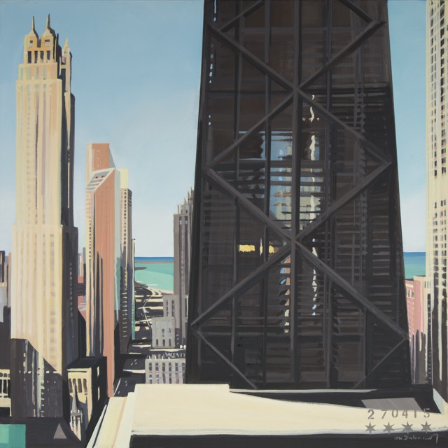Peinture de Chicago par Michelle AUBOIRON - Painting of Chicago by Michelle AUBOIRON - John Hancock Center from the studio