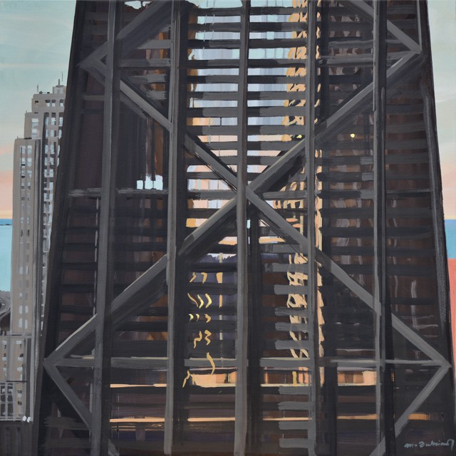 Peinture de Chicago par Michelle AUBOIRON - Painting of Chicago by Michelle AUBOIRON - John Hancock Center from the studio